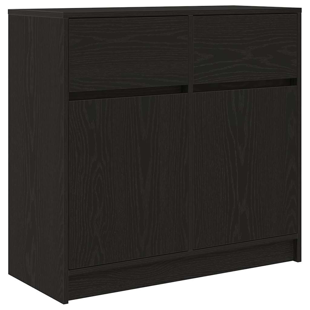 Sideboard with Drawer Black Oak 80x34x76 cm Engineered Wood