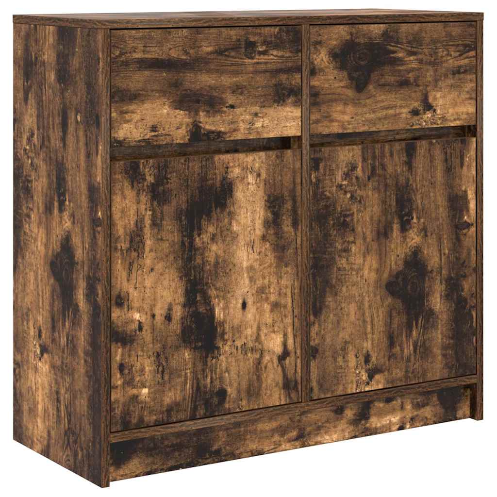 Sideboard with Drawer Smoked Oak 80x34x76 cm Engineered Wood