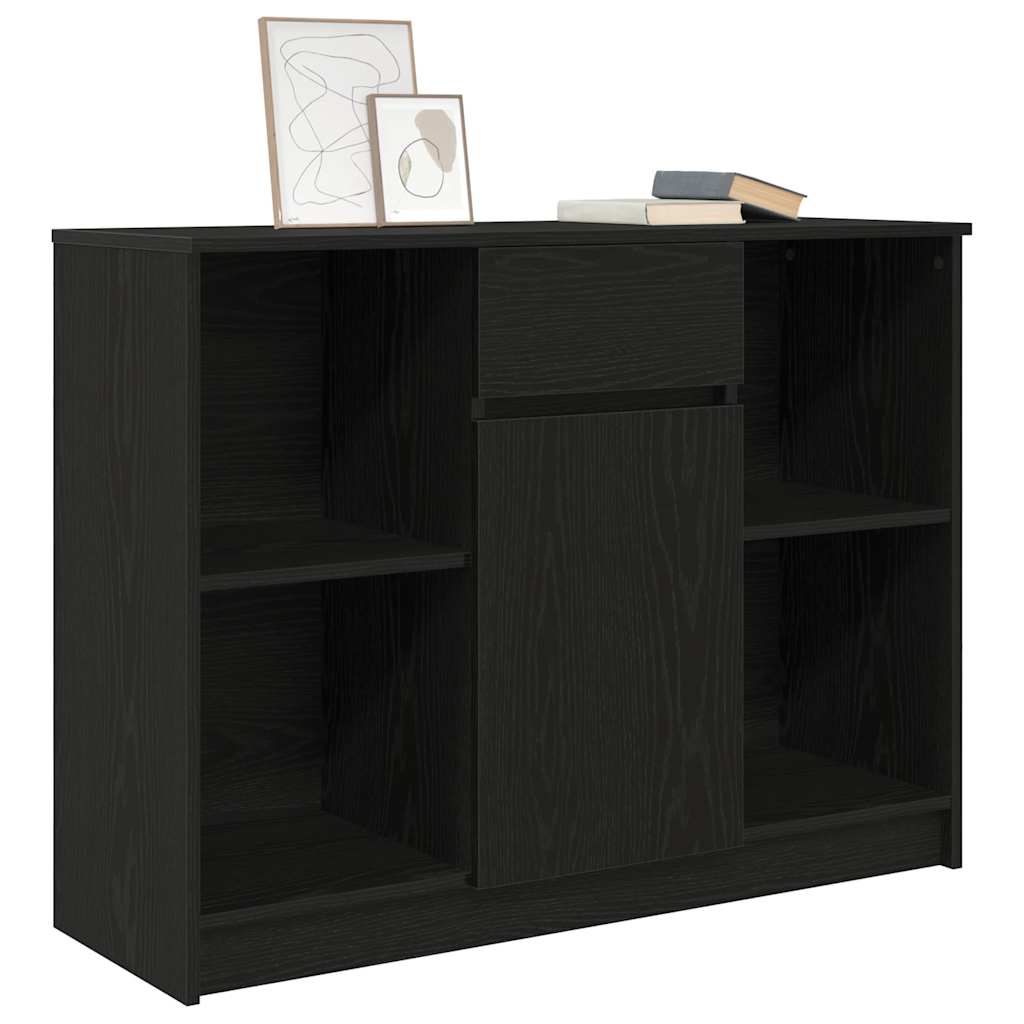 Sideboard with Drawer Black Oak 101x35x76 cm Engineered Wood