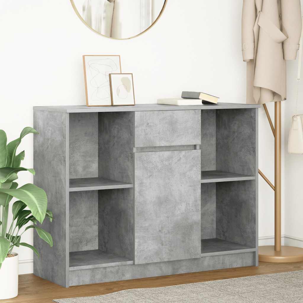 Sideboard with Drawer Concrete Grey 101x35x76cm Engineered Wood