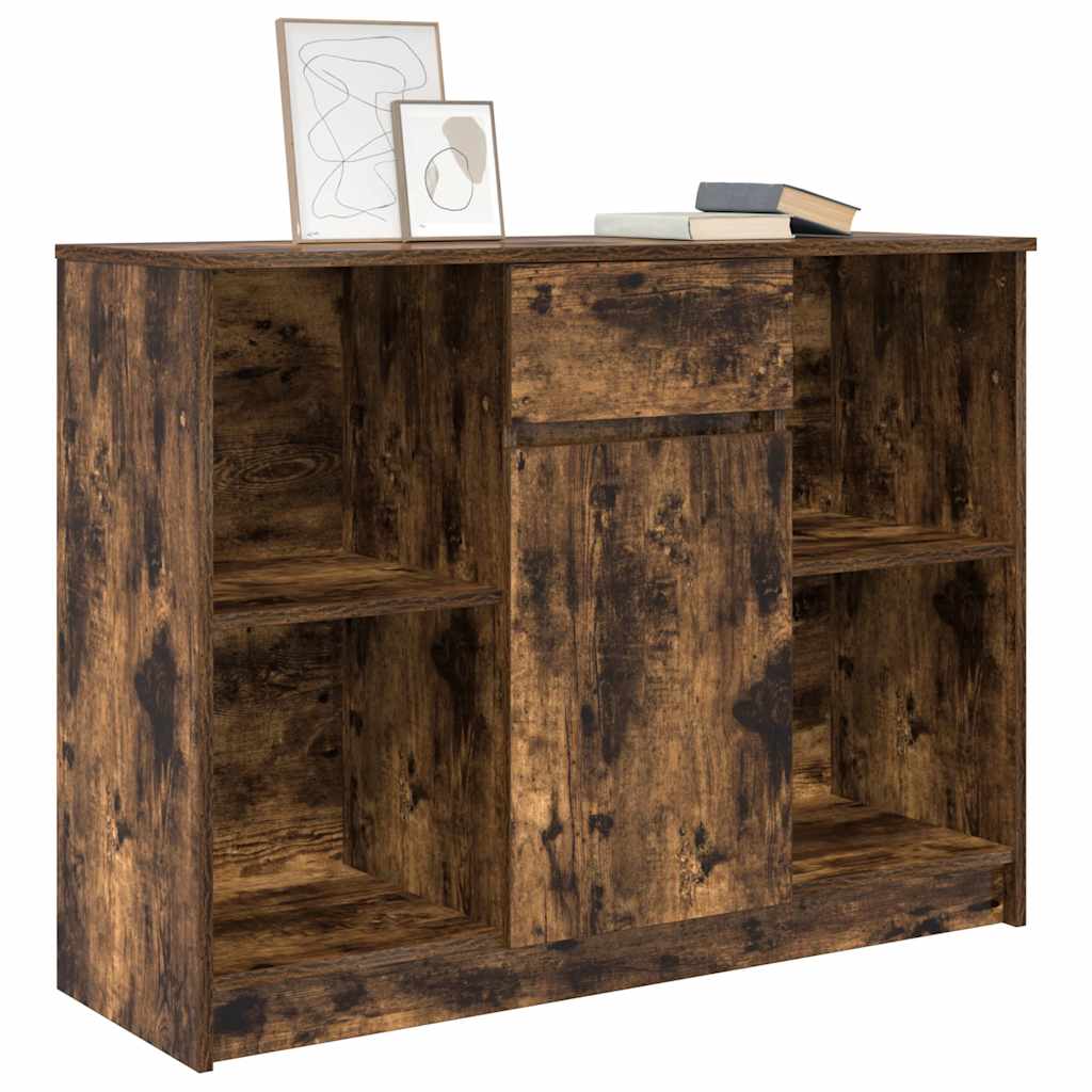 Sideboard with Drawer Smoked Oak 101x35x76 cm Engineered Wood