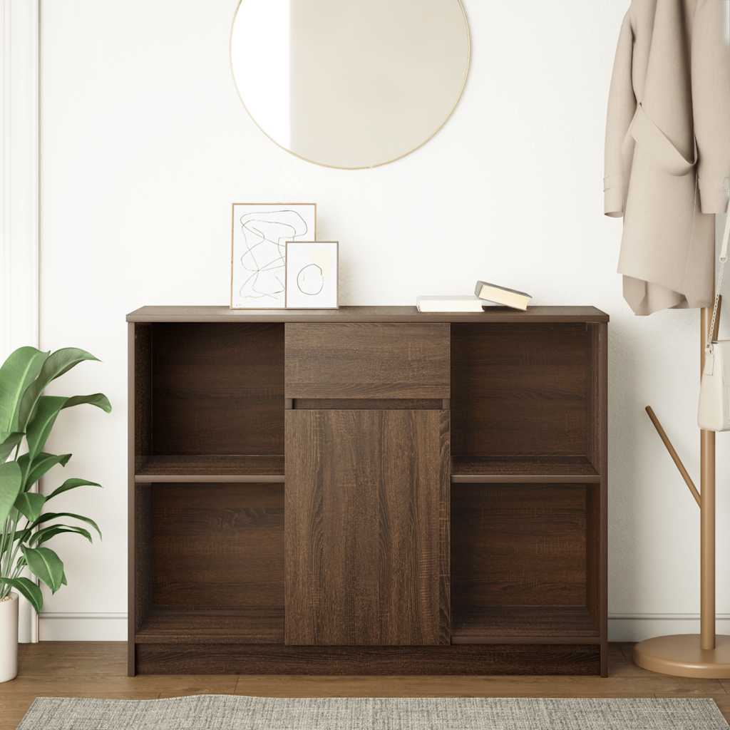 Sideboard with Drawer Brown Oak 101x35x76 cm Engineered Wood