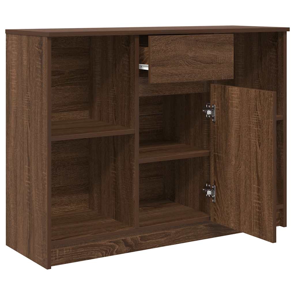 Sideboard with Drawer Brown Oak 101x35x76 cm Engineered Wood