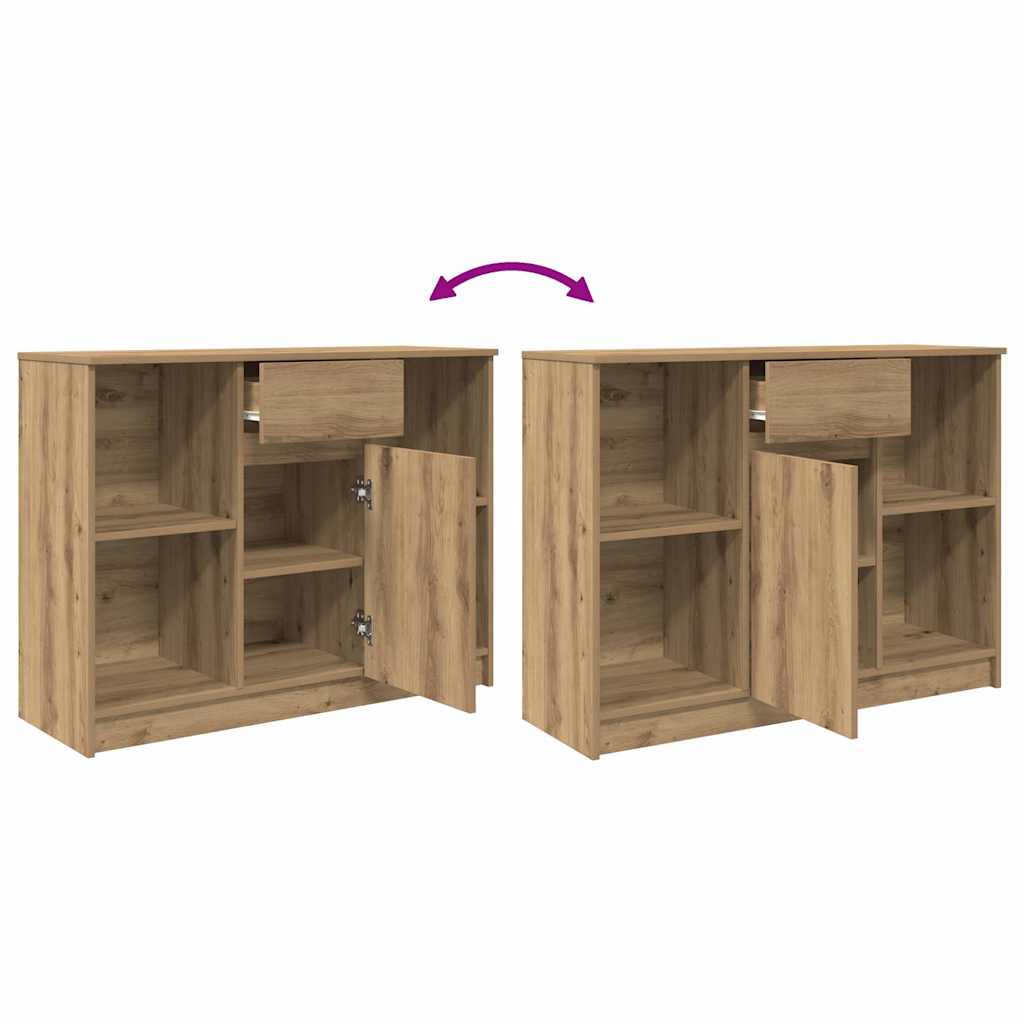 Sideboard with Drawer Artisan Oak 101x35x76 cm Engineered Wood