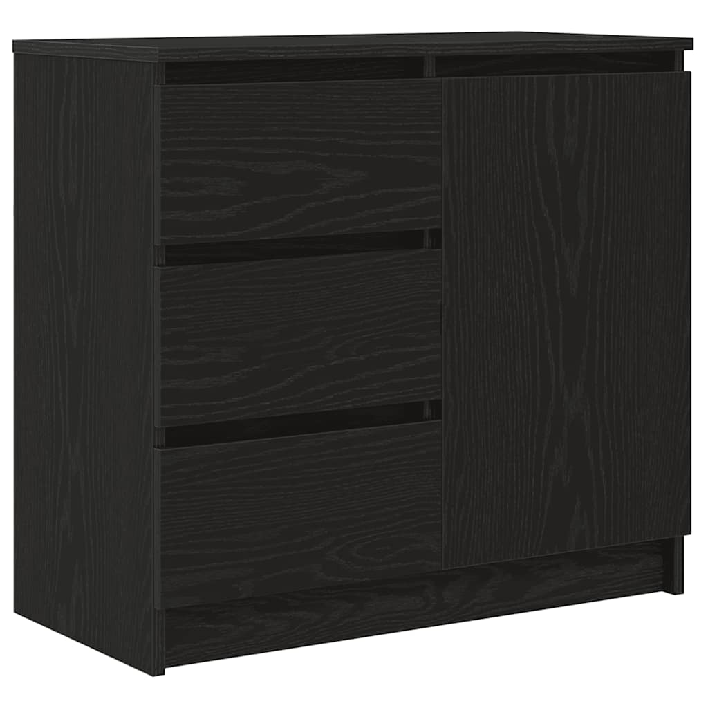 Sideboard with Drawer Black Oak 71x35x65 cm Engineered Wood