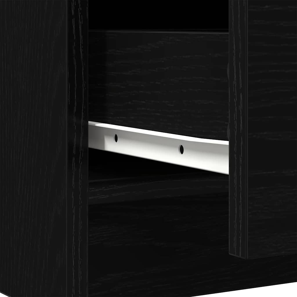 Sideboard with Drawer Black Oak 71x35x65 cm Engineered Wood