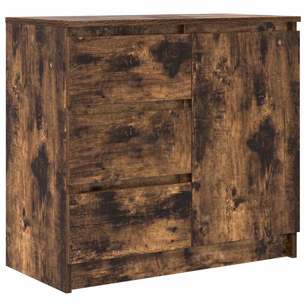 Sideboard with Drawer Smoked Oak 71x35x65 cm Engineered Wood