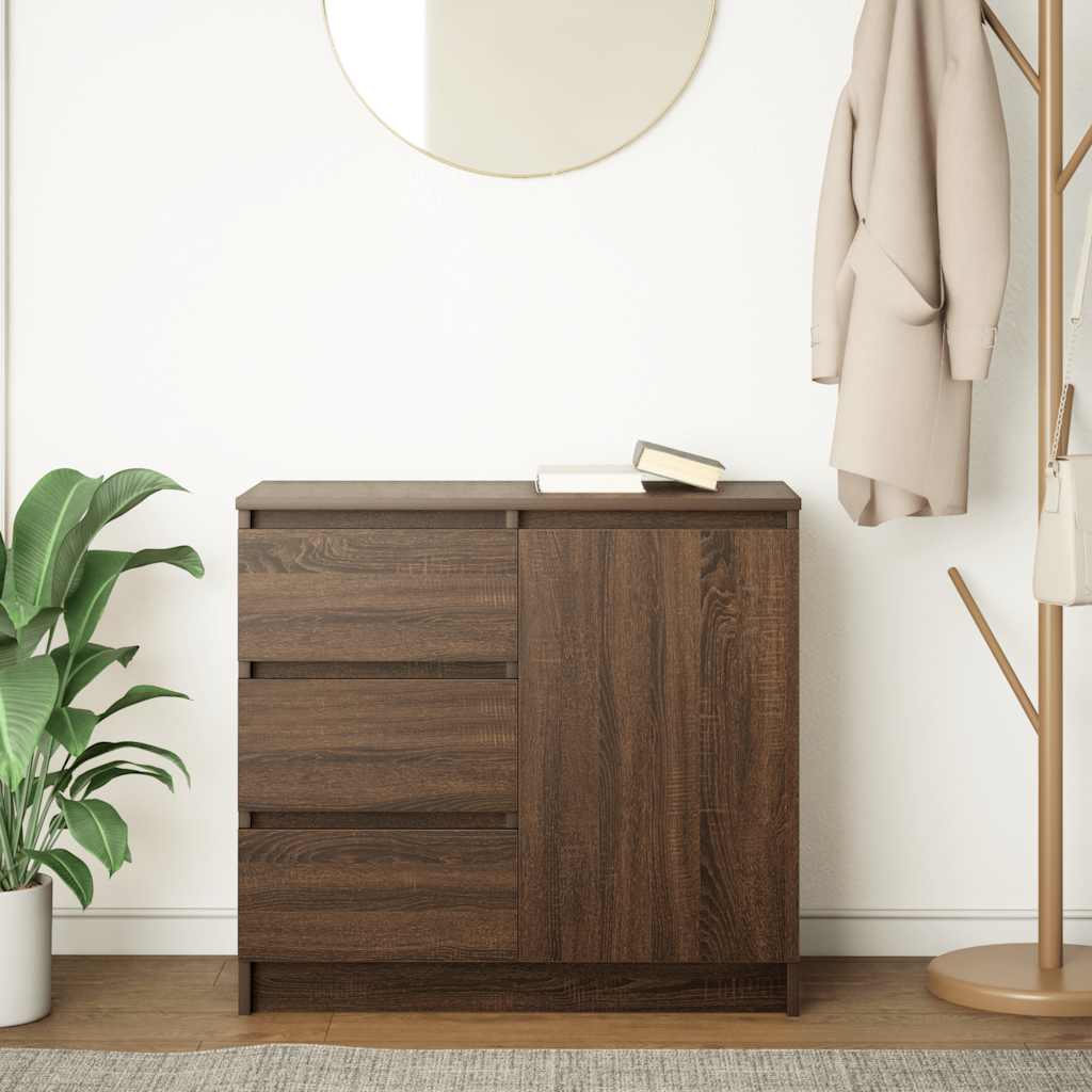 Sideboard with Drawer Brown Oak 71x35x65 cm Engineered Wood