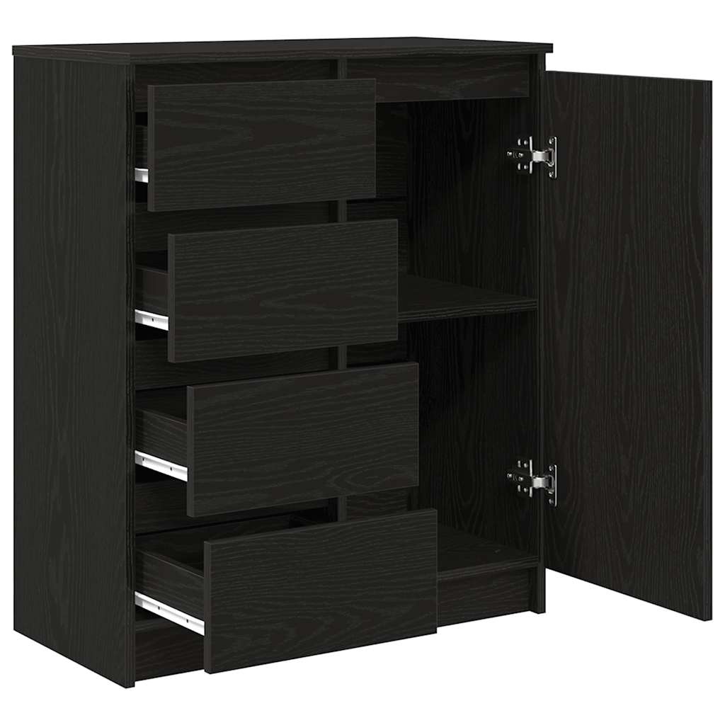Sideboard with Drawers Black Oak 71x35x84 cm Engineered Wood