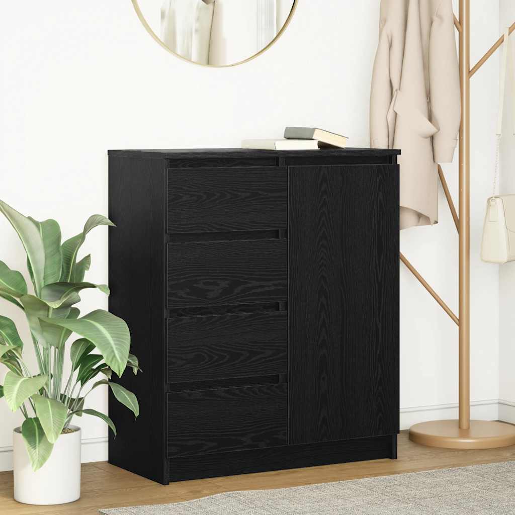Sideboard with Drawers Black Oak 71x35x84 cm Engineered Wood