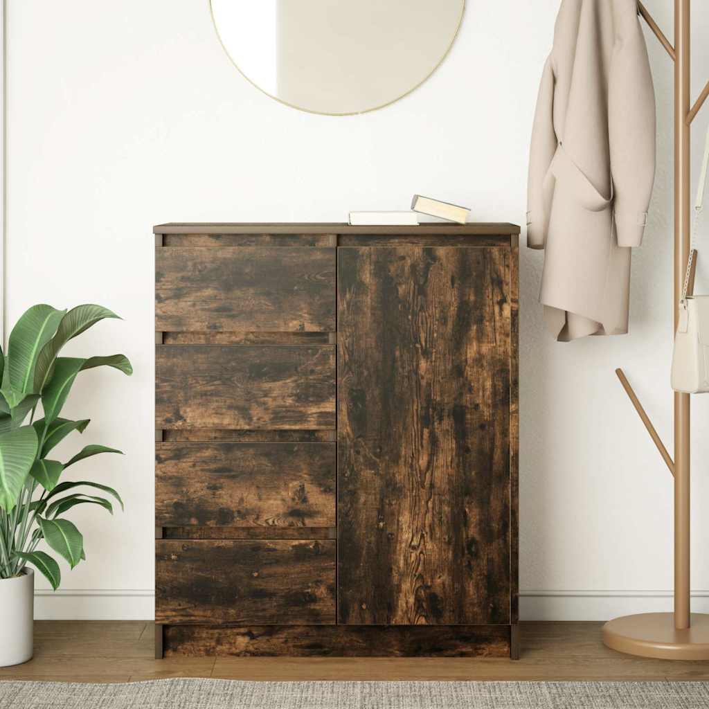 Sideboard with Drawers Smoked Oak 71x35x84 cm Engineered Wood
