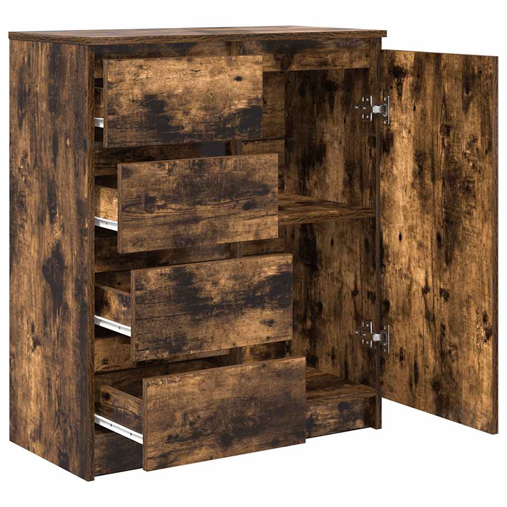 Sideboard with Drawers Smoked Oak 71x35x84 cm Engineered Wood