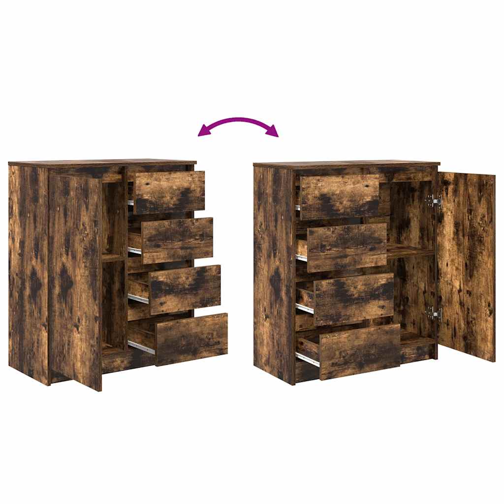 Sideboard with Drawers Smoked Oak 71x35x84 cm Engineered Wood