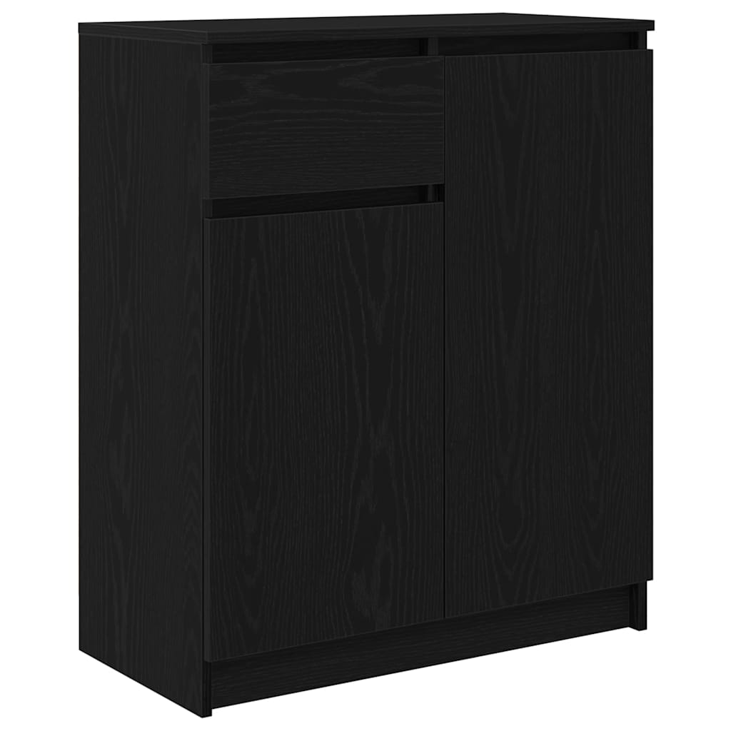 Sideboard with Drawer Black Oak 71x35x84 cm Engineered Wood