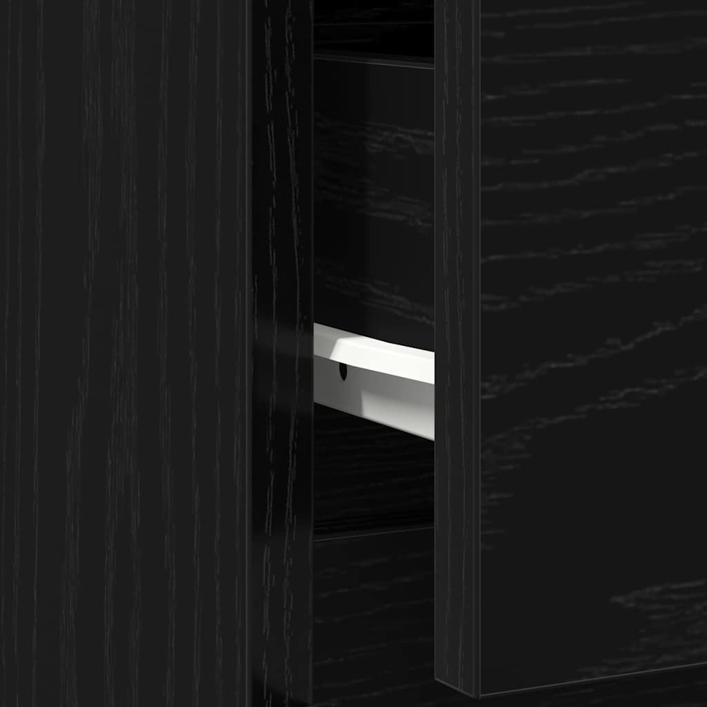 Sideboard with Drawer Black Oak 71x35x84 cm Engineered Wood