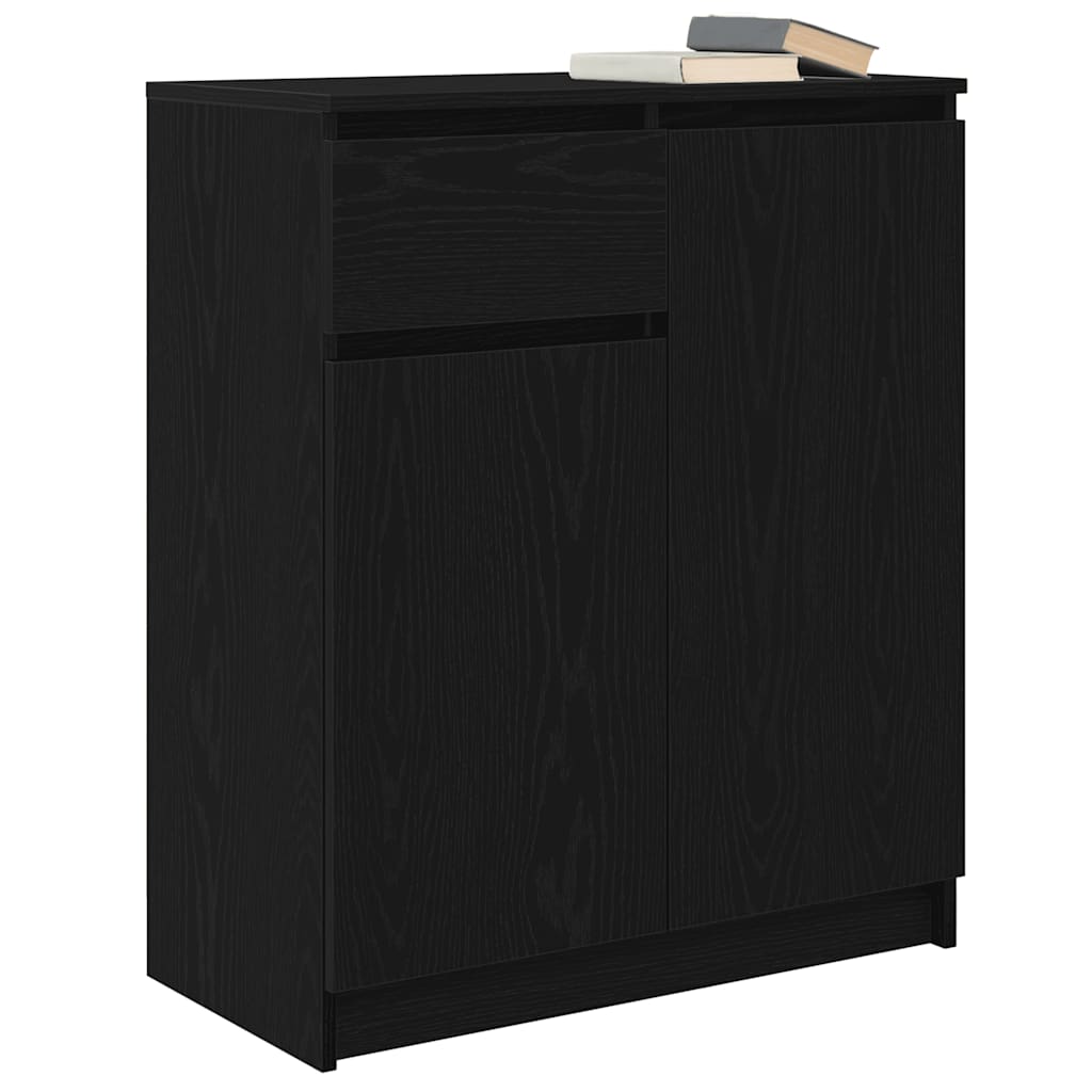 Sideboard with Drawer Black Oak 71x35x84 cm Engineered Wood