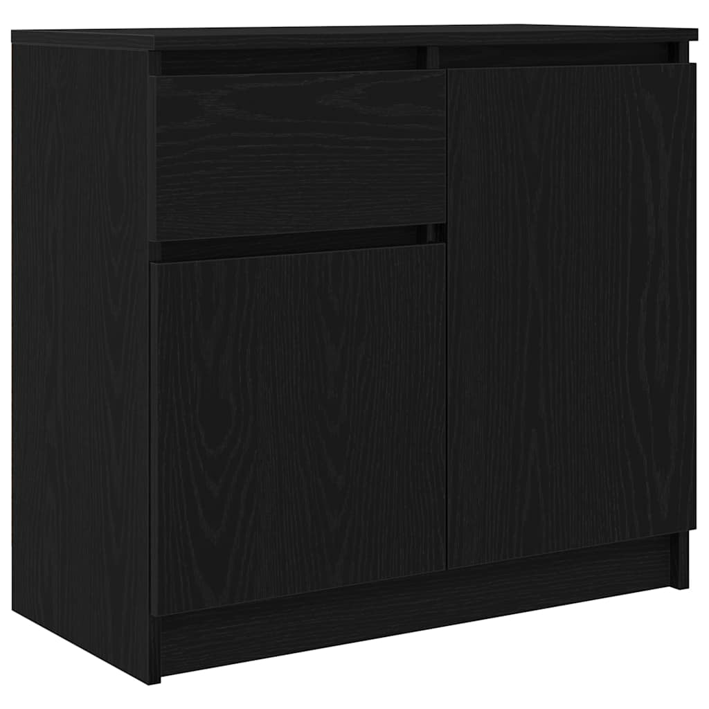 Sideboard with Drawer Black Oak 71x35x65 cm Engineered Wood