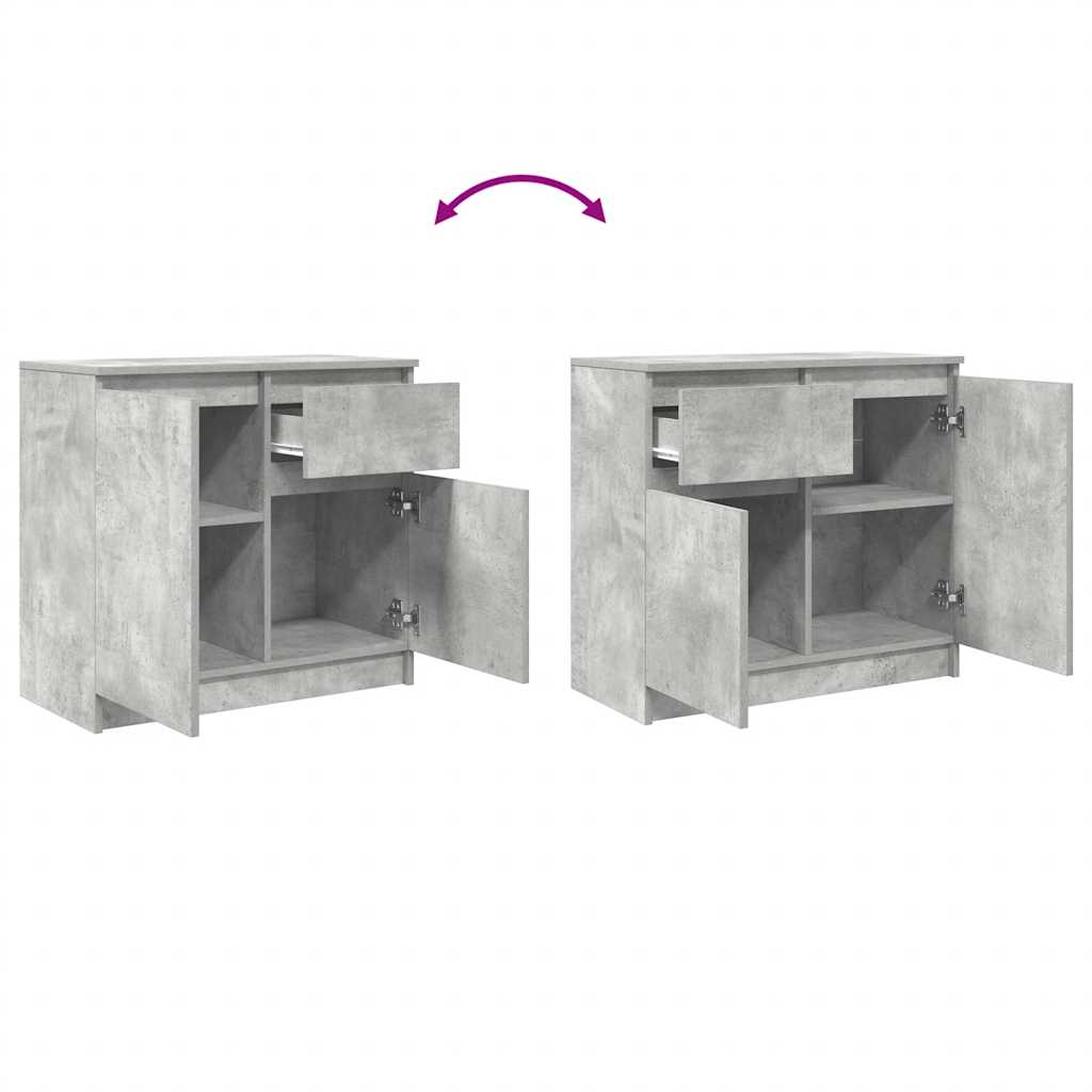 Sideboard with Drawer Concrete Grey 71x35x65 cm Engineered Wood