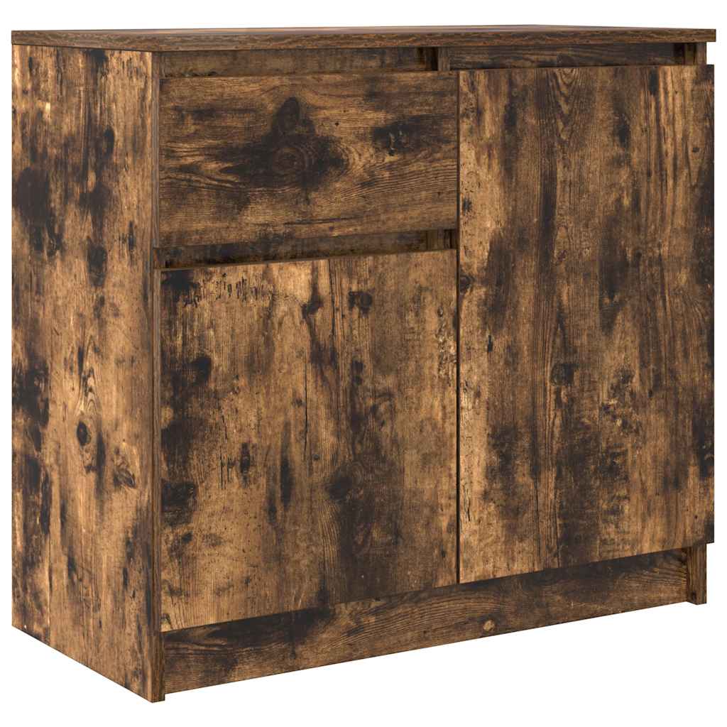 Sideboard with Drawer Smoked Oak 71x35x65 cm Engineered Wood