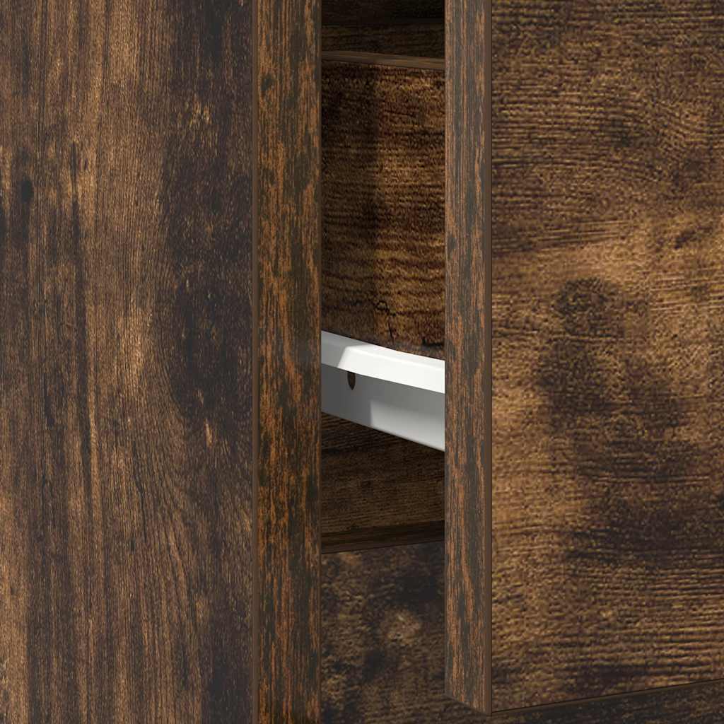 Sideboard with Drawer Smoked Oak 71x35x65 cm Engineered Wood