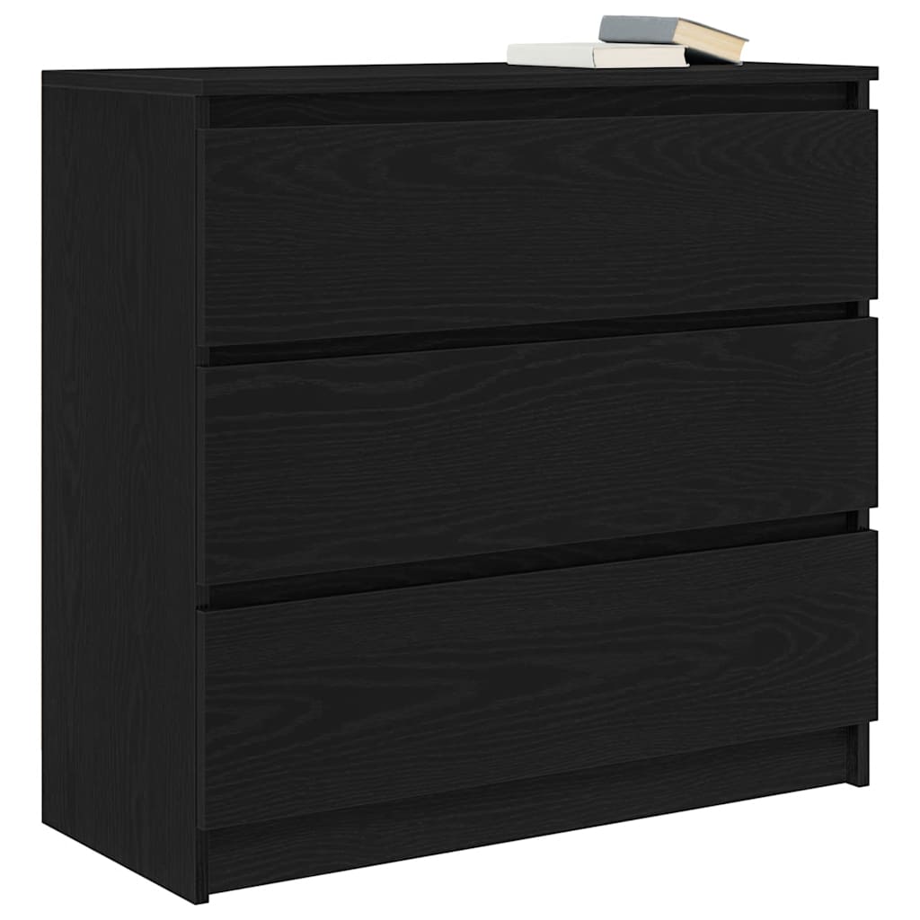 Sideboard Black Oak 80x35x76 cm Engineered Wood