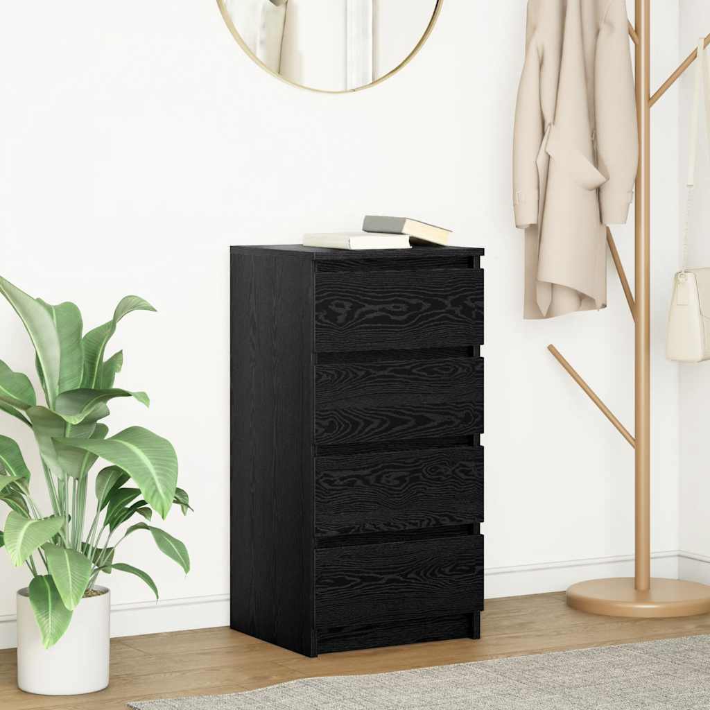 Sideboard Black Oak 37.5x35x76 cm Engineered Wood