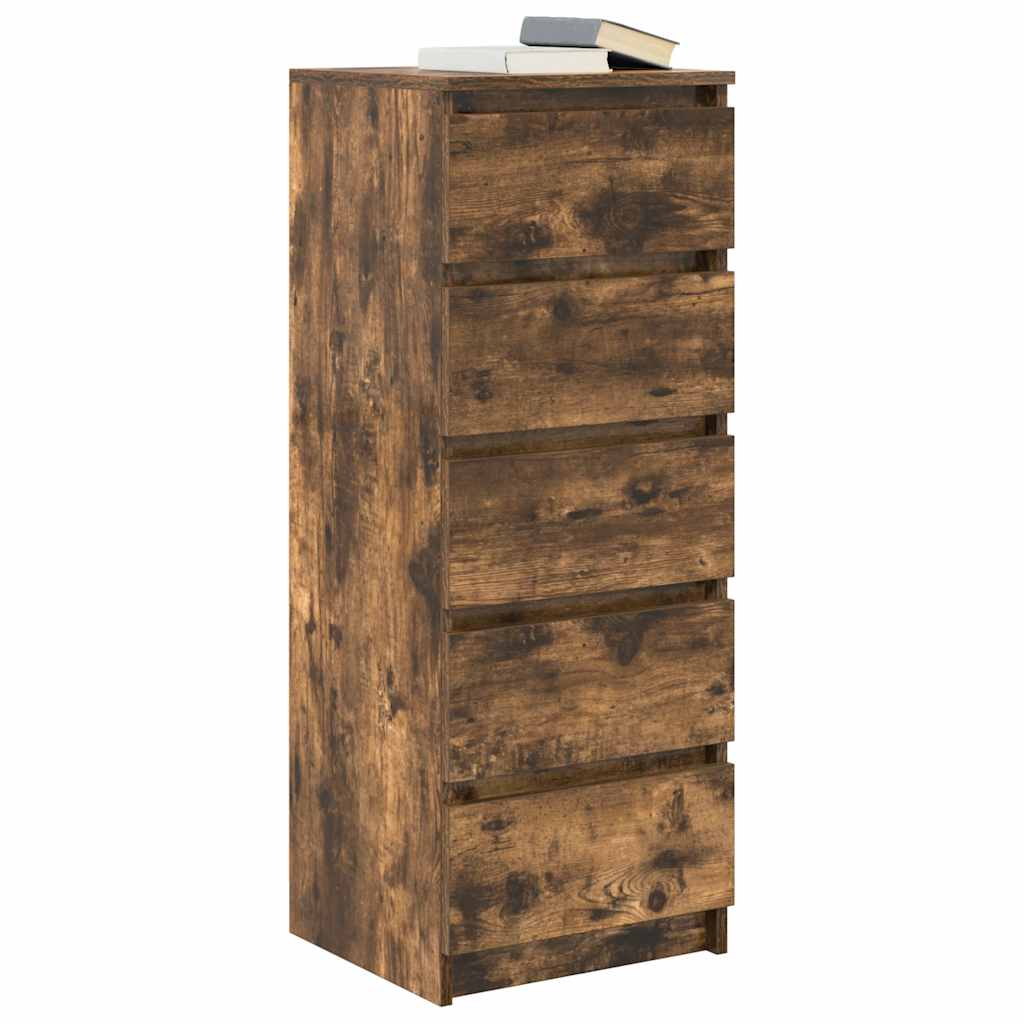 Sideboard with Drawers Smoked Oak 37.5x35x99 cm Engineered Wood
