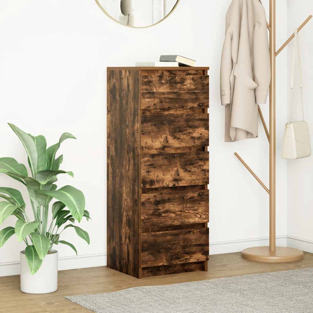 Sideboard with Drawers Smoked Oak 37.5x35x99 cm Engineered Wood