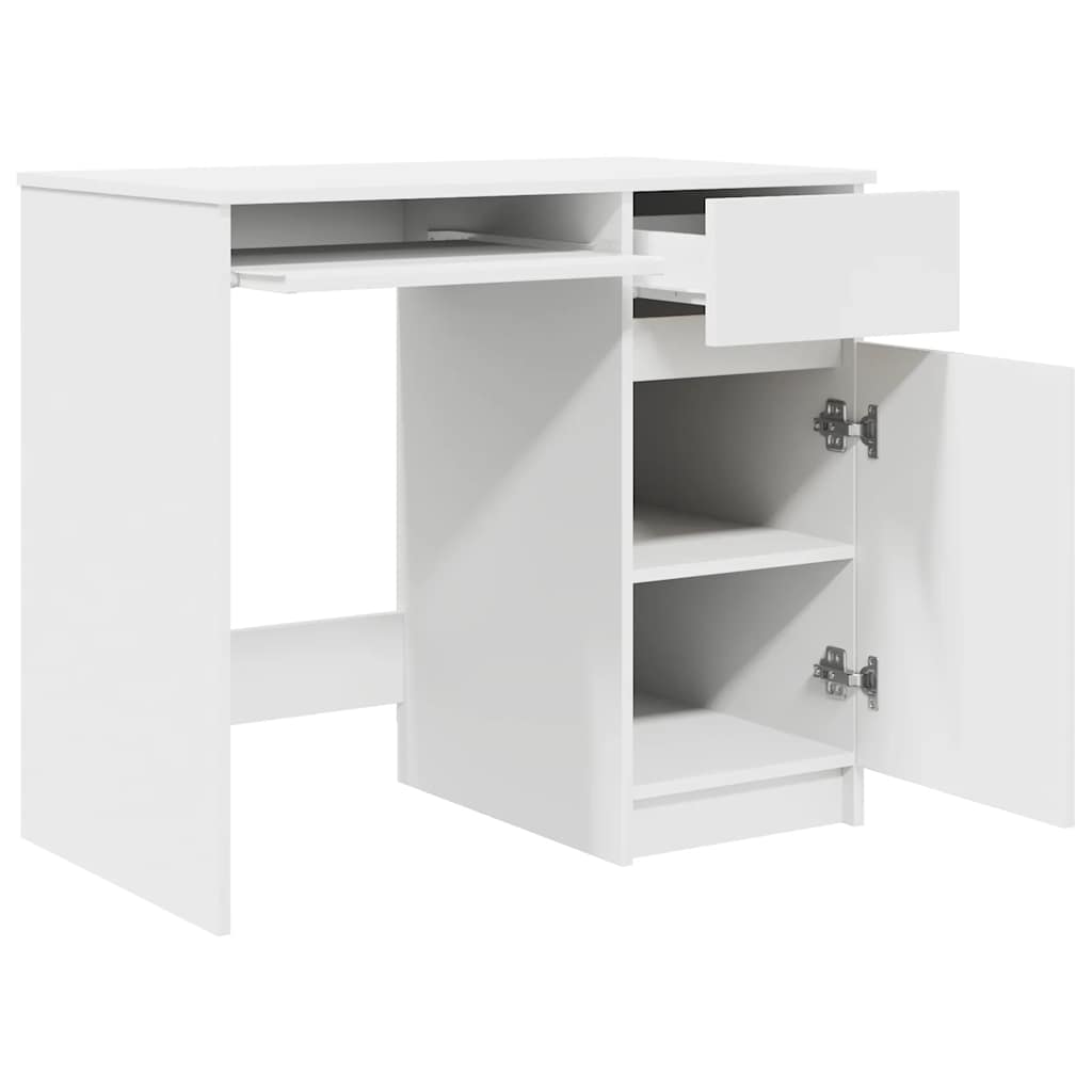 Desk White 86x49x76 cm Engineered Wood