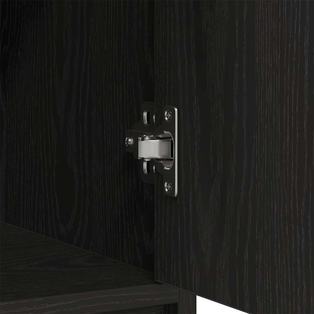 Sideboard with Drawers and Doors Black Oak 70.5x34x74.5 cm