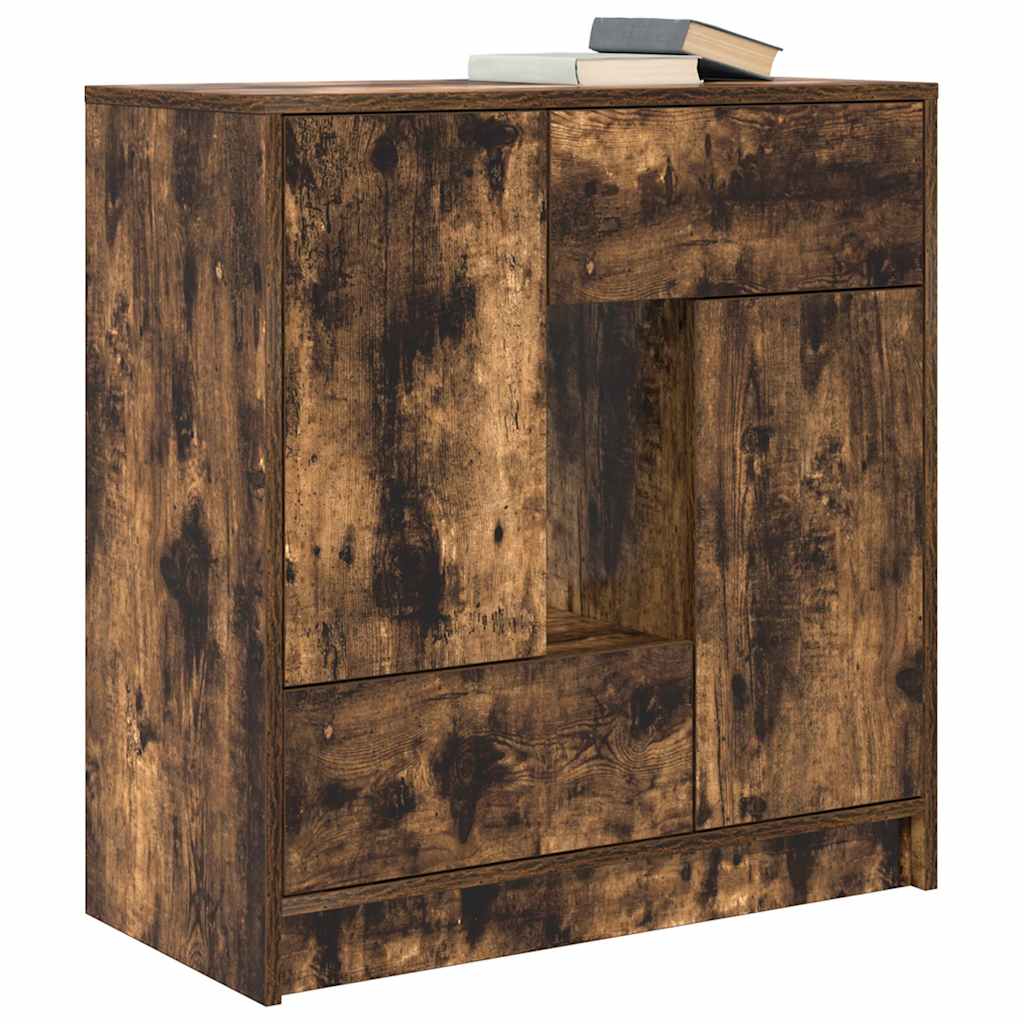 Sideboard with Drawers and Doors Smoked Oak 70.5x34x74.5 cm