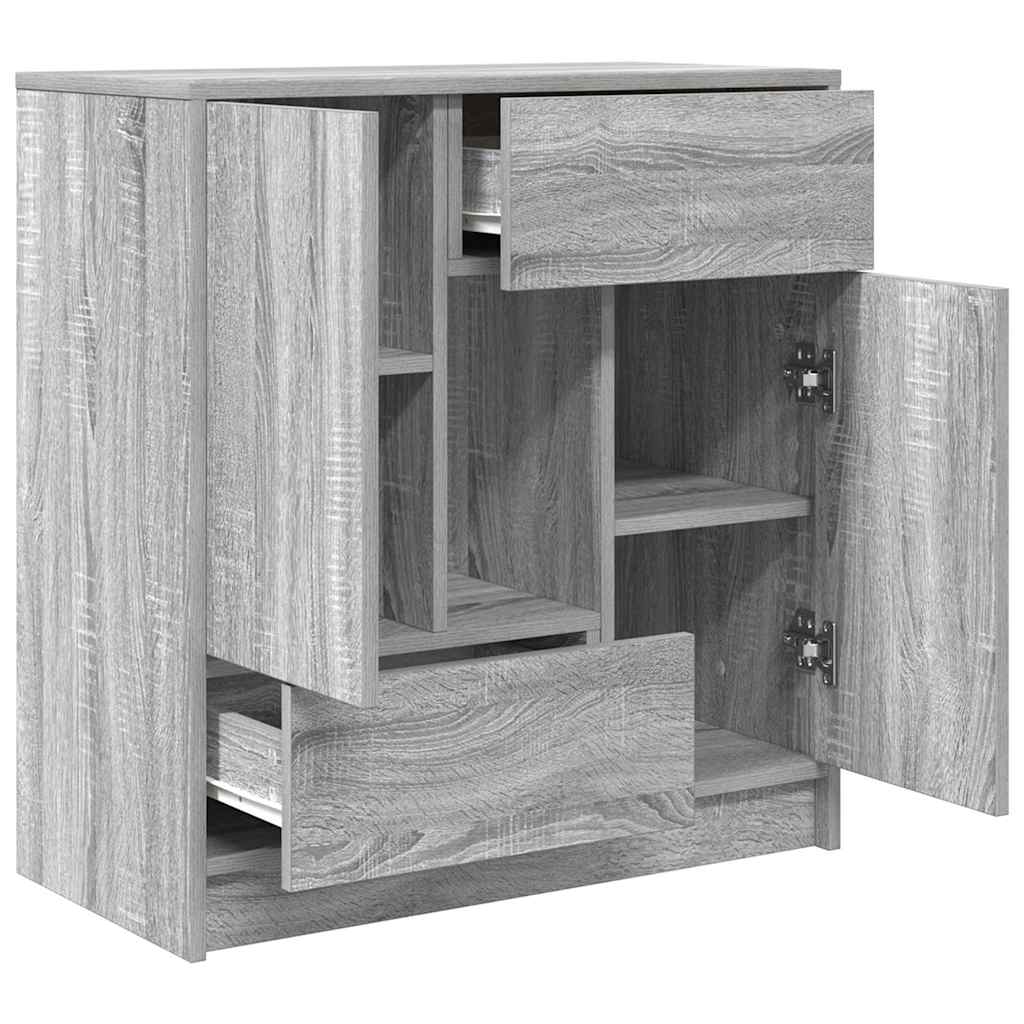Sideboard with Drawers and Doors Grey Sonoma 70.5x34x74.5 cm