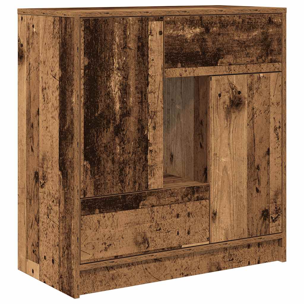 Sideboard with Drawers and Doors Old Wood 70.5x34x74.5 cm