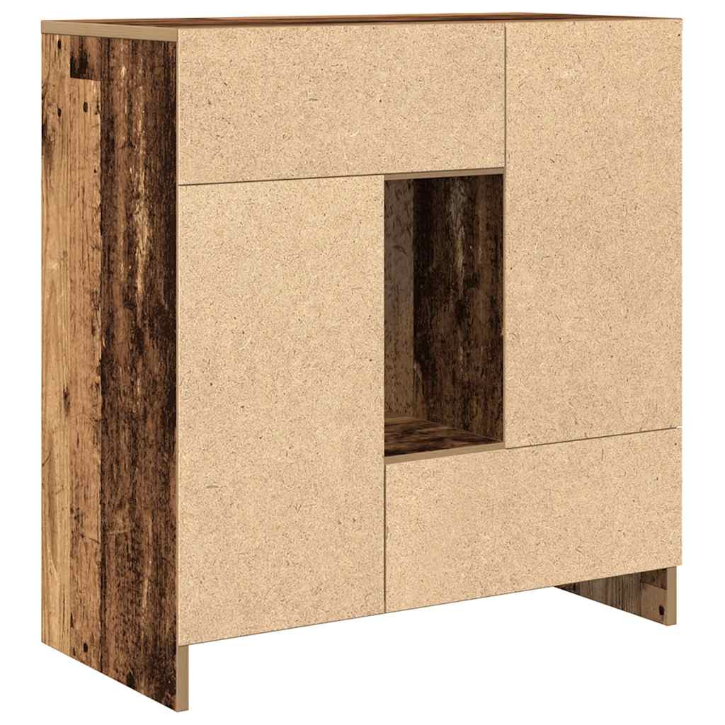 Sideboard with Drawers and Doors Old Wood 70.5x34x74.5 cm