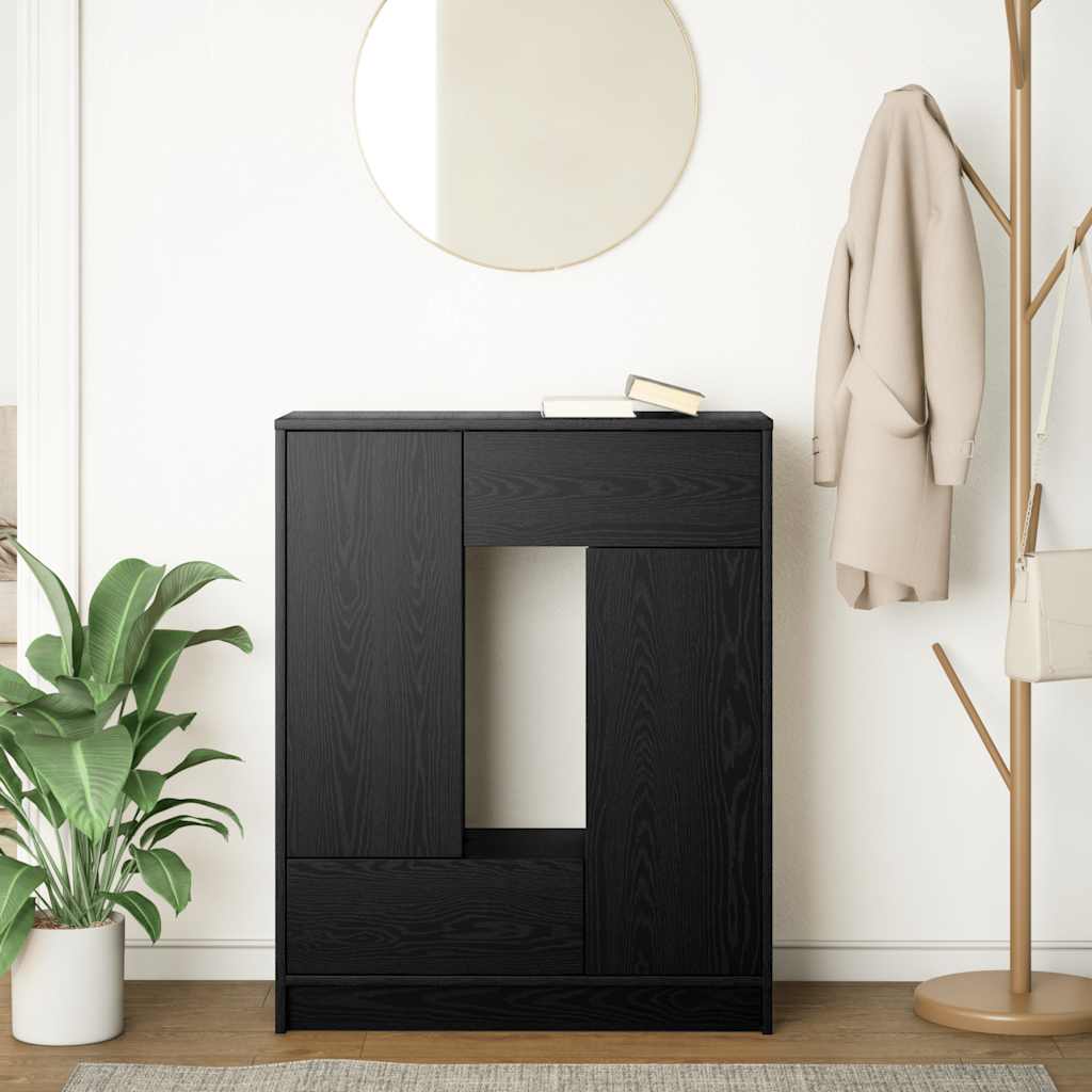 Sideboard with Drawers and Doors Black Oak 73x31x90 cm