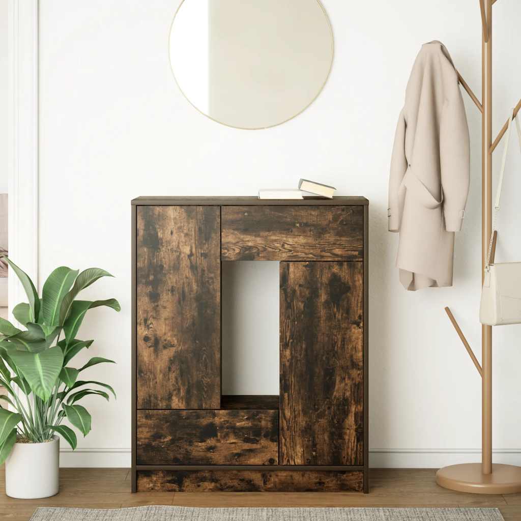 Sideboard with Drawers and Doors Smoked Oak 73x31x90 cm