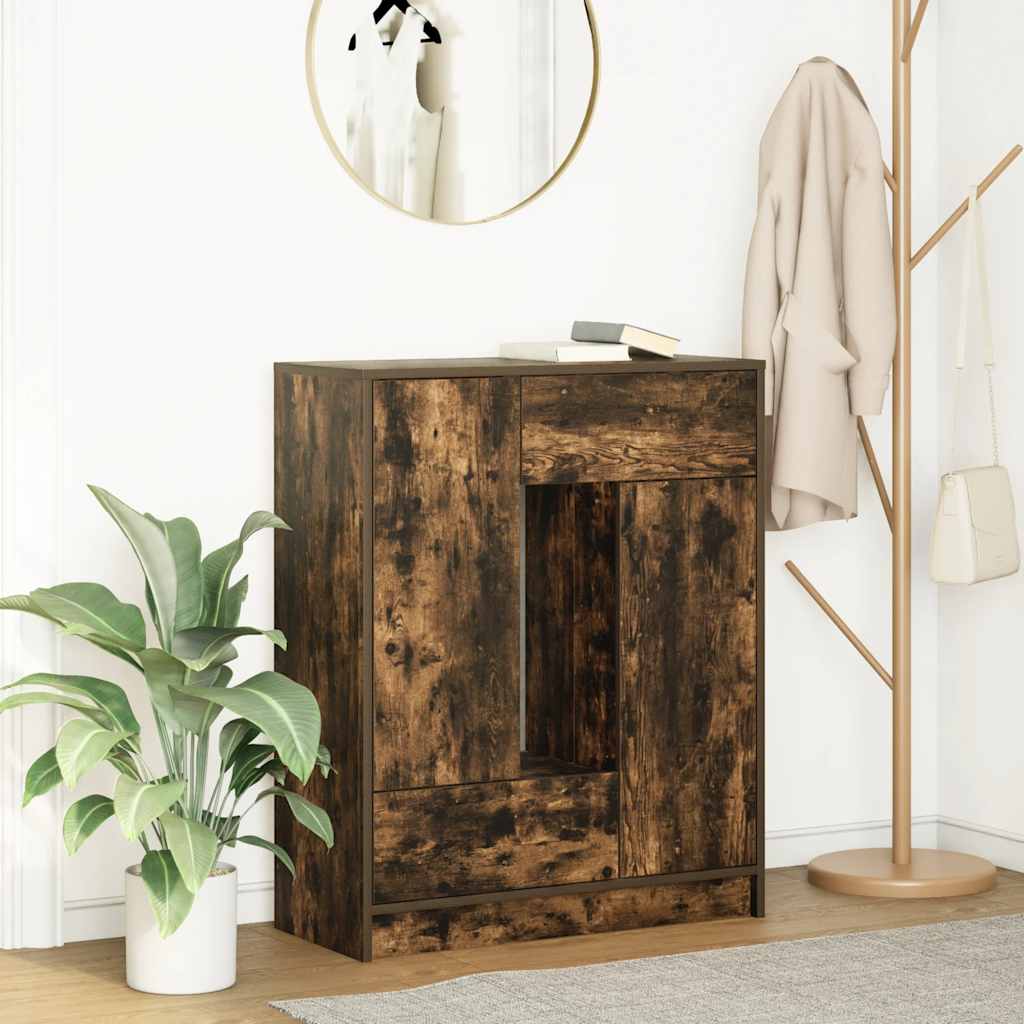Sideboard with Drawers and Doors Smoked Oak 73x31x90 cm