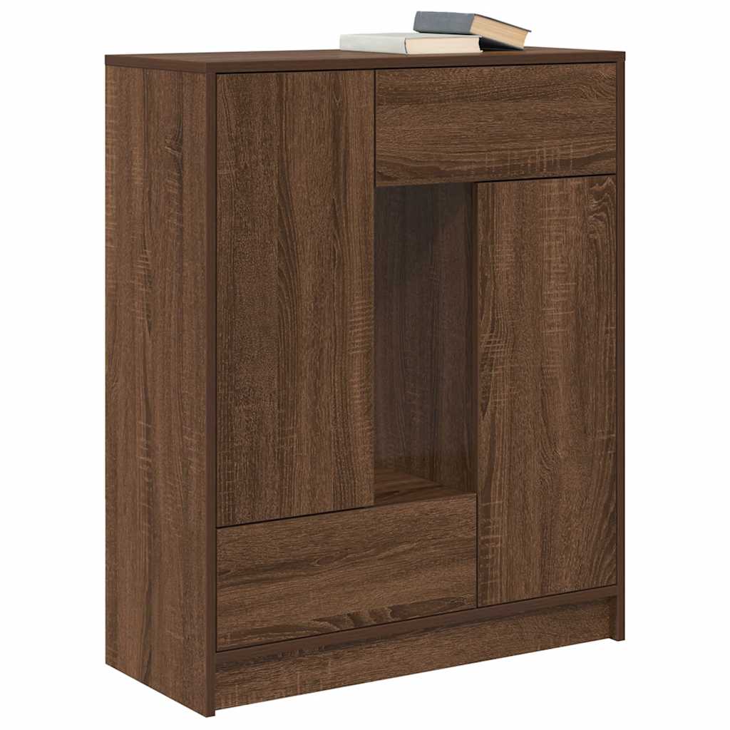 Sideboard with Drawers and Doors Brown Oak 73x31x90 cm
