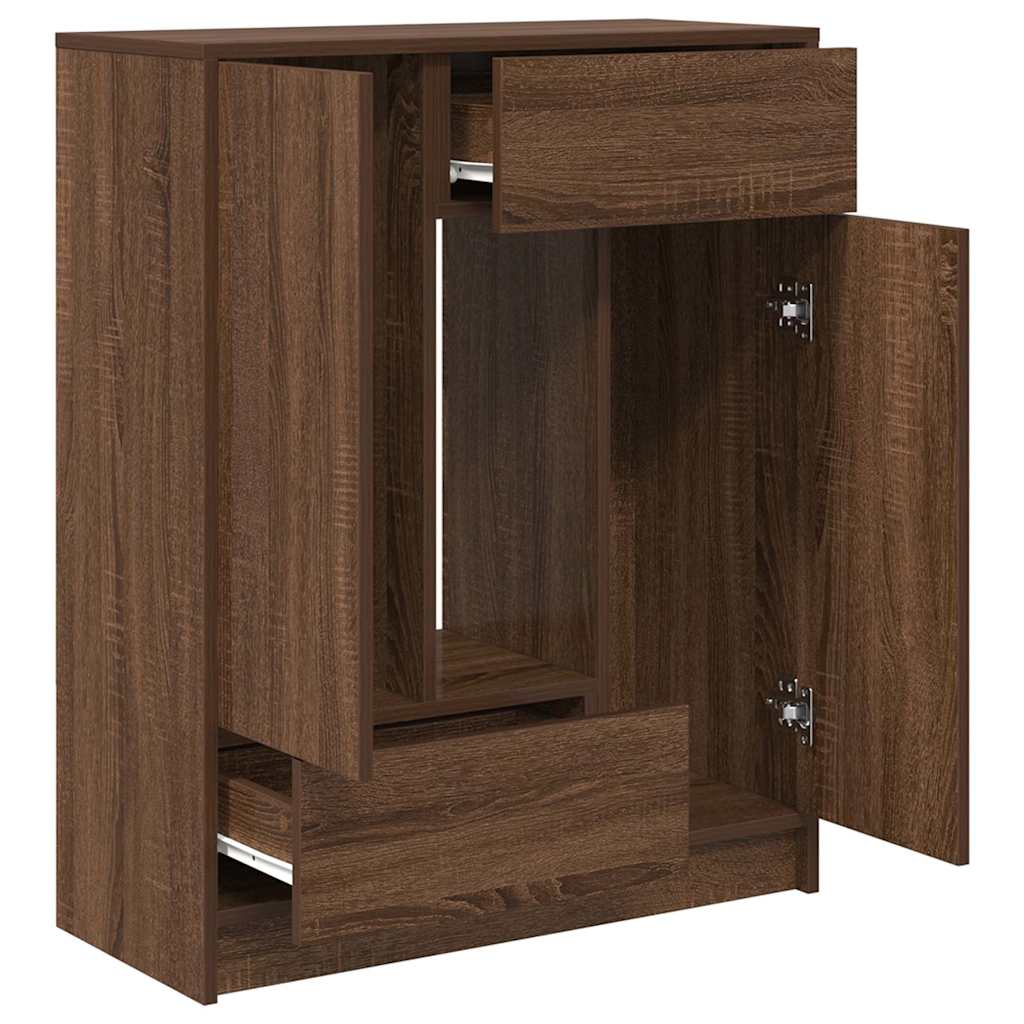 Sideboard with Drawers and Doors Brown Oak 73x31x90 cm