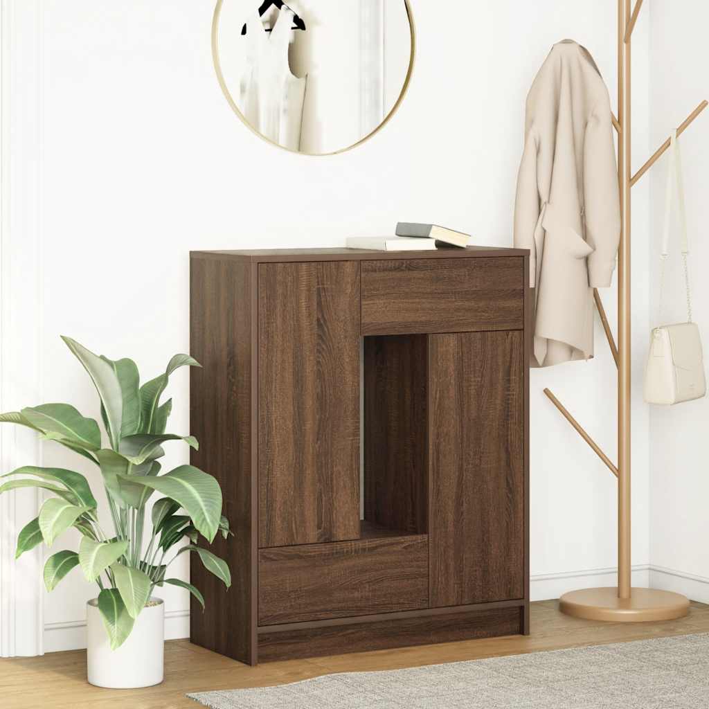 Sideboard with Drawers and Doors Brown Oak 73x31x90 cm
