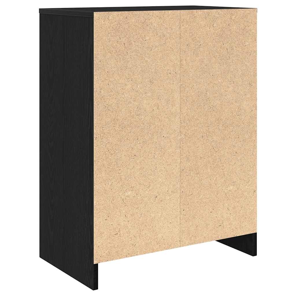 Shoe Cabinet Black Oak 57x34x76 cm Engineered Wood