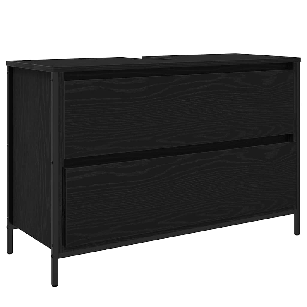 Bathroom Basin Cabinet with Drawers Black Oak 90x34,5x60 cm