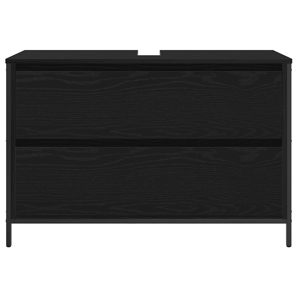 Bathroom Basin Cabinet with Drawers Black Oak 90x34,5x60 cm