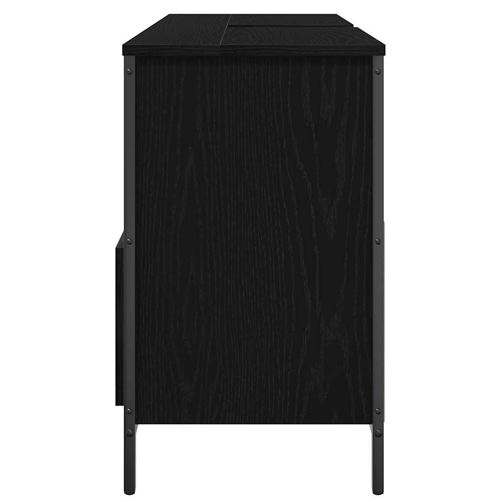 Bathroom Basin Cabinet with Drawers Black Oak 90x34,5x60 cm