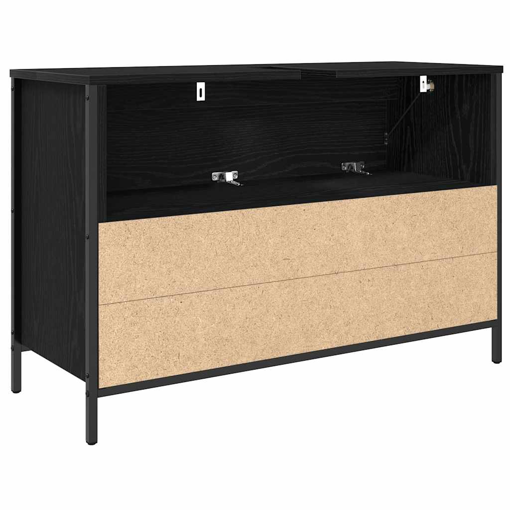 Bathroom Basin Cabinet with Drawers Black Oak 90x34,5x60 cm