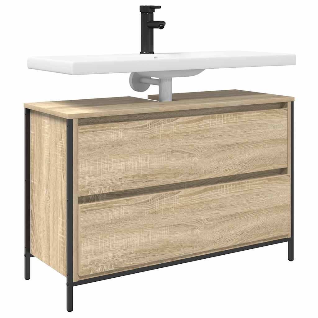 Bathroom Basin Cabinet with Drawers Sonoma Oak 90x34,5x60 cm