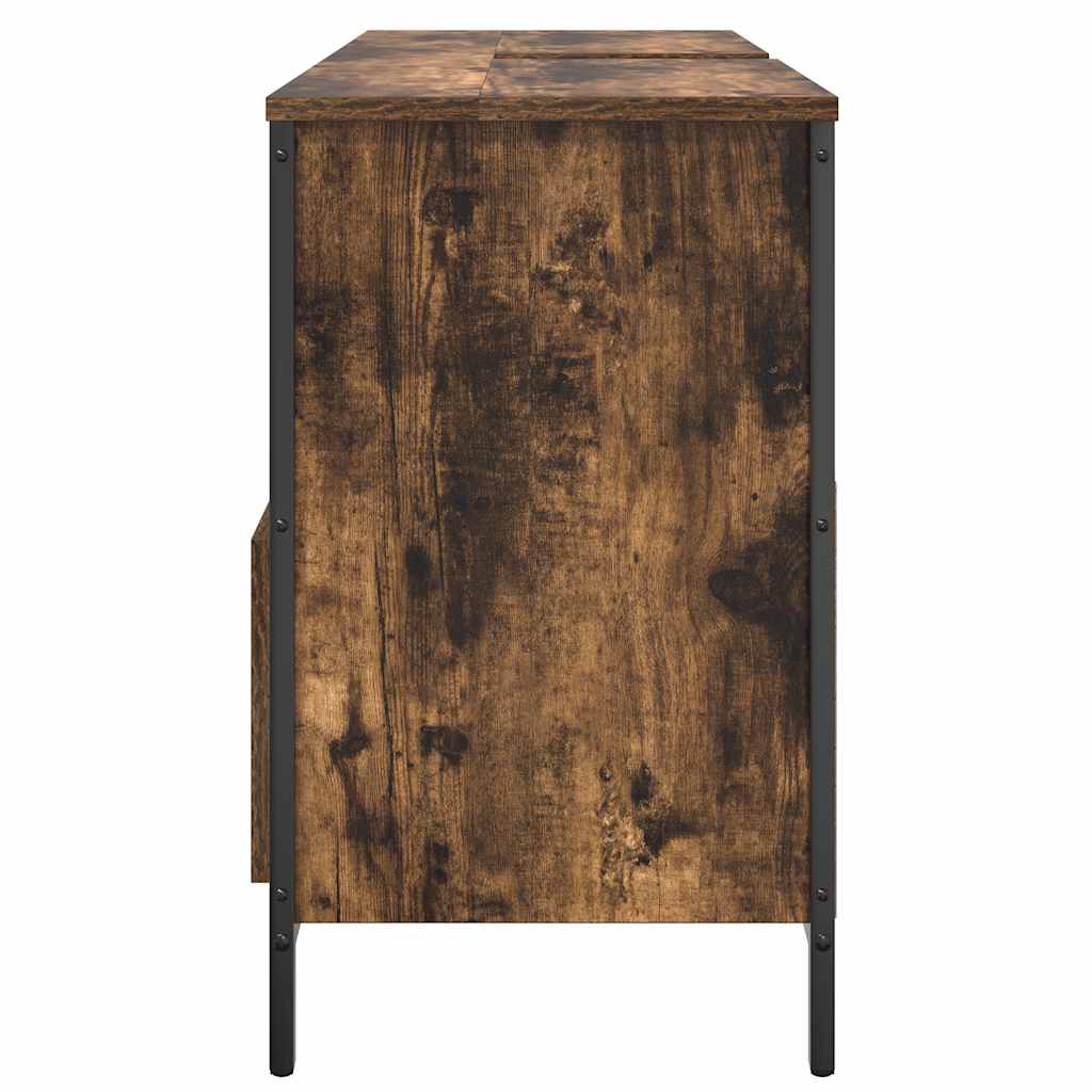 Bathroom Basin Cabinet with Drawers Smoked Oak 90x34,5x60 cm