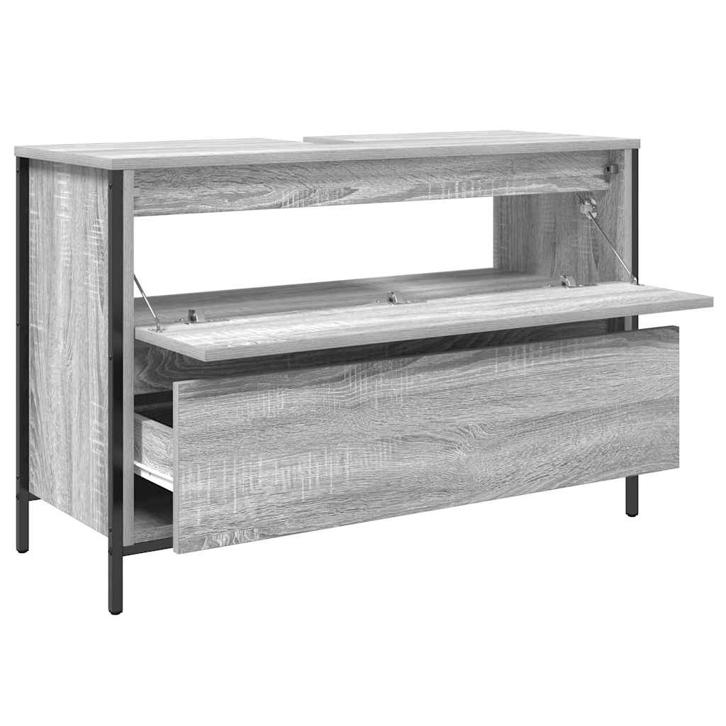 Bathroom Basin Cabinet with Drawers Grey Sonoma 90x34,5x60 cm