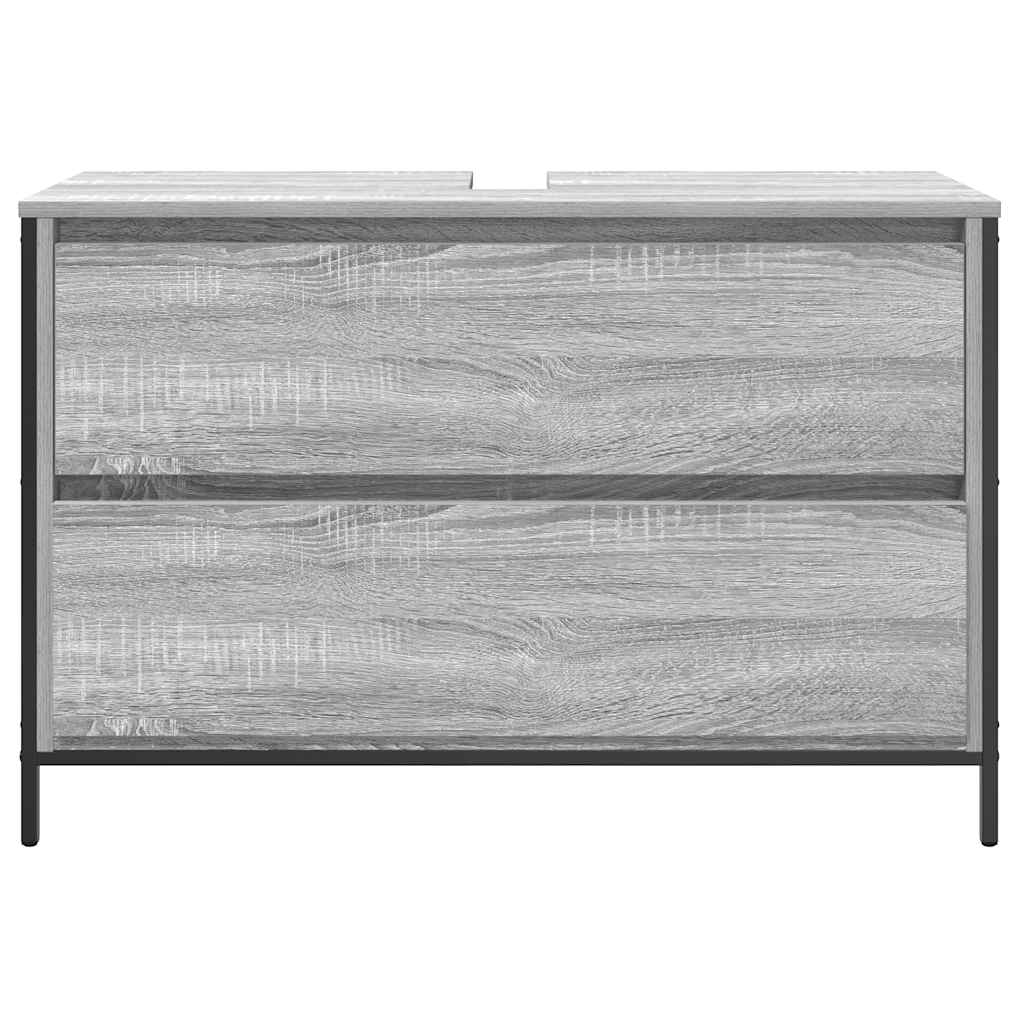 Bathroom Basin Cabinet with Drawers Grey Sonoma 90x34,5x60 cm