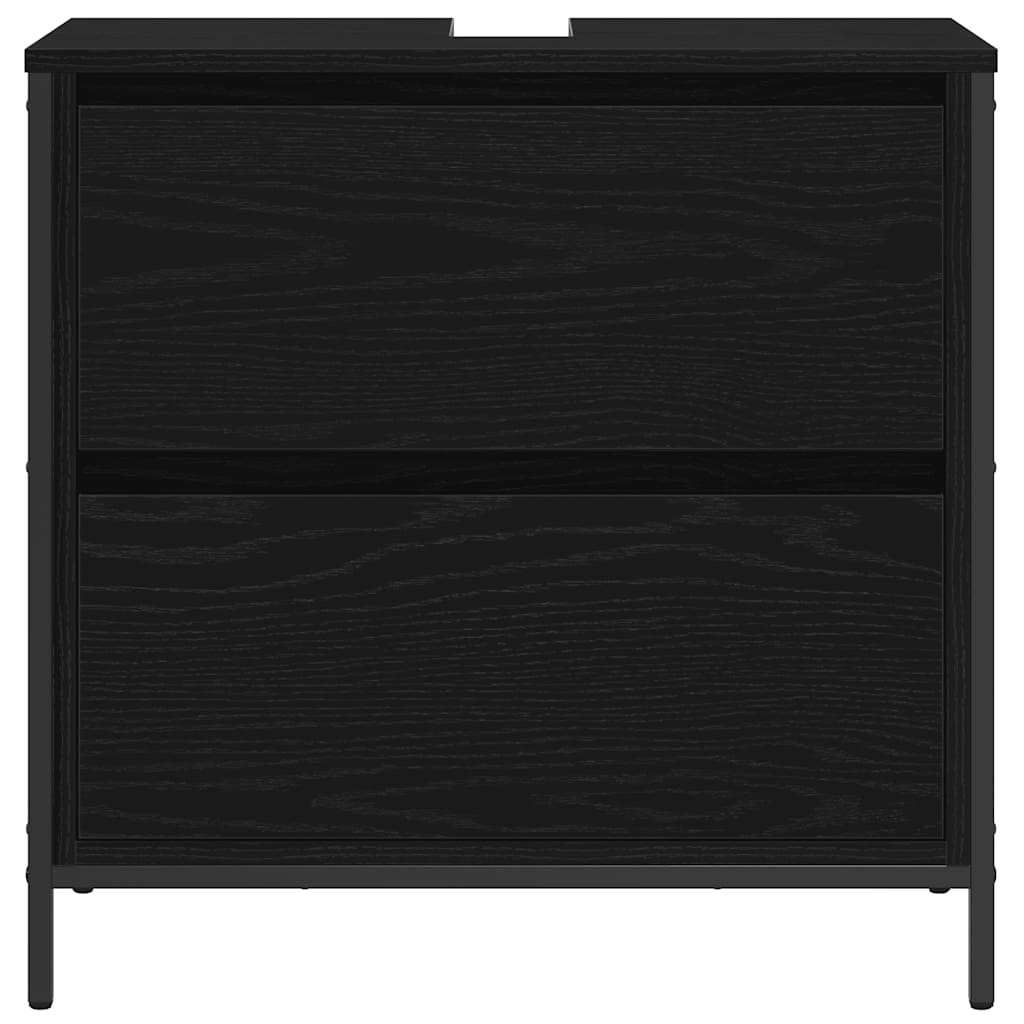 Bathroom Basin Cabinet with Drawers Black Oak 60x34,5x60 cm